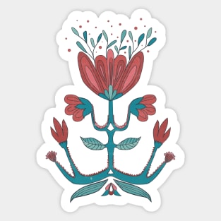 Scandi Flower Red Sticker